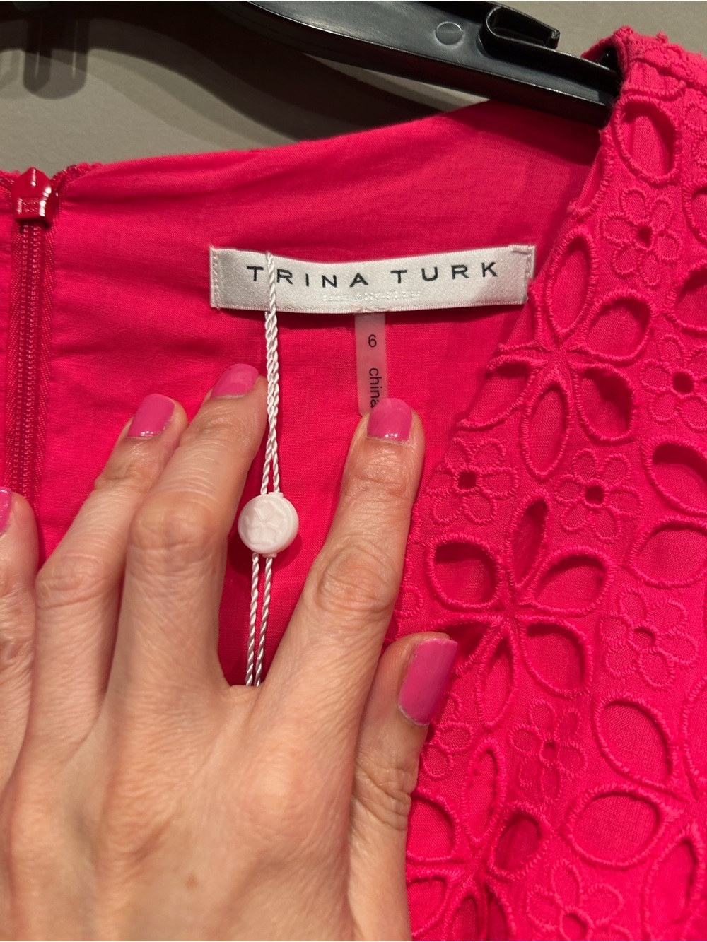 Trina Turk Hot Pink Long-Sleeve Lace Mini Dress - Picture 2 of 4